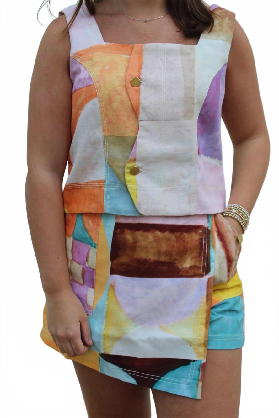 NEW CIEBON printed wrap skort in multi